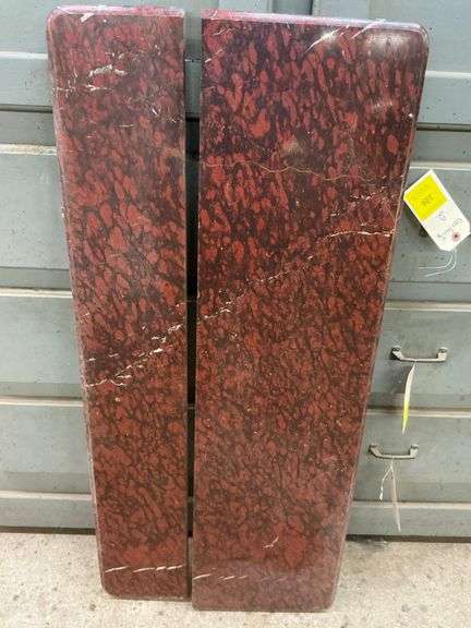 Pair of Decorative Red Marble Stone Slabs .. 44 x 19 in. image
