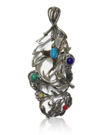 Carolyn Pollack Relios Sterling Silver Bird Gemstone Pendant image