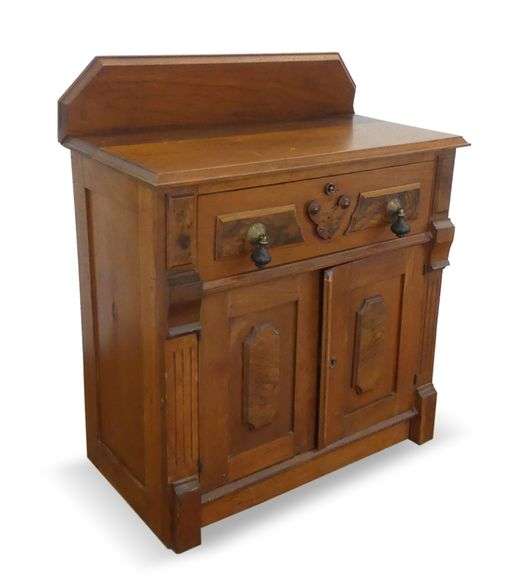 Walnut Victorian Washstand with Teardrop Pulls image
