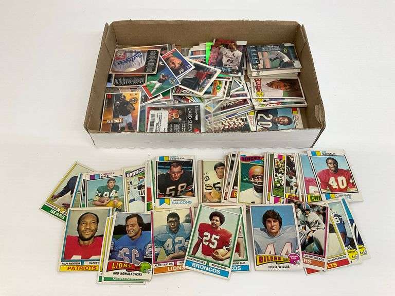 Box of Football and Baseball Sports Cards image
