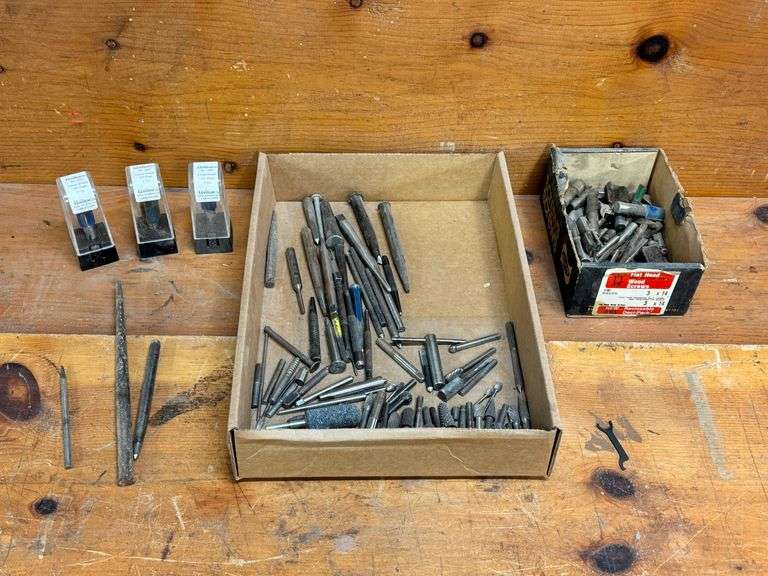 Woodworking Tool and Accessory Lot: Router Bits, Punches, and Screws image