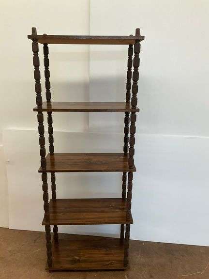 Wooden Spool Leg Display Shelf image