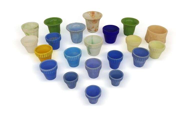 Group of Various Miniature Vases Including Hazel Atlas Uranium Glass image