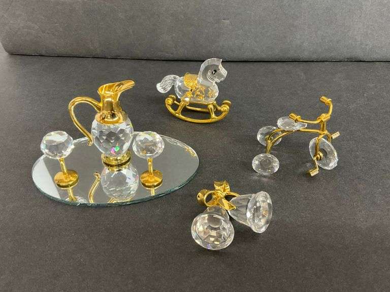 Group of Swarovski Crystal Figurines with Gold Accents image