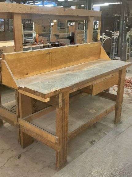 Woodworking Bench with Backsplash and Outlet Reel ... 66 x 72 x 24 in. image