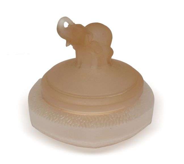 Pink Glass Powder Jar with Elephant Topper image