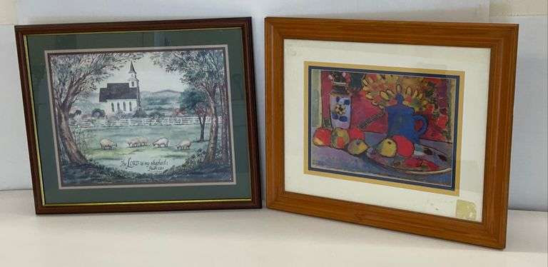 Framed Prints - Still Life and "The Lord Is My Shepherd" Pastoral Scene image