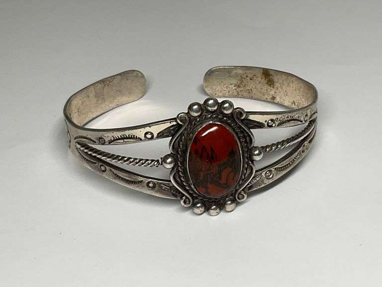Sterling Silver and Stone Cuff Bracelet image