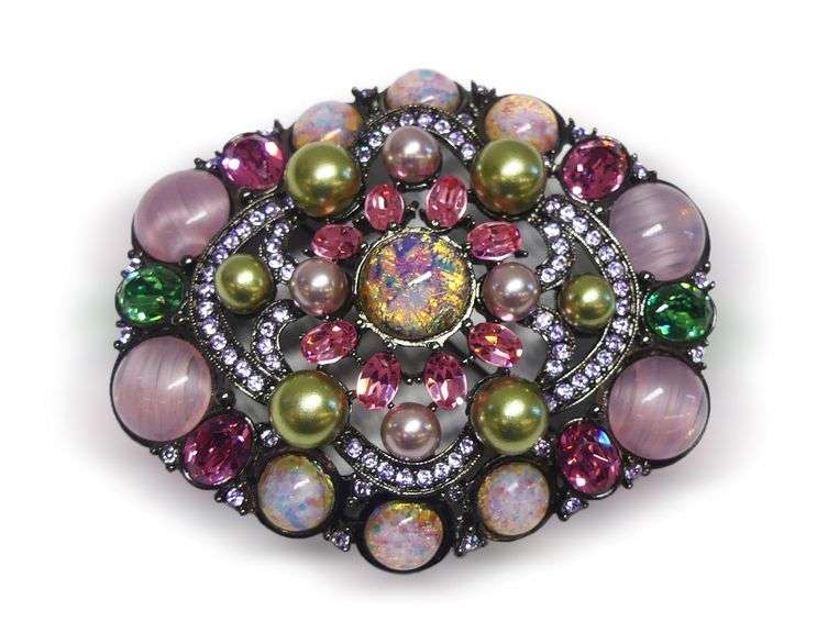 Joan Rivers Rhinestone and Multi Stone Brooch image