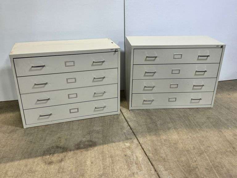 Pair of Steel 4-Drawer Flat File Cabinets image