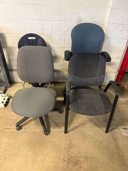 Four Desk Chairs Including Swivel Base Chairs image