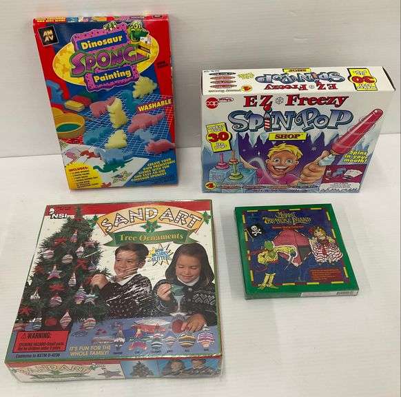 Activity Kits: Dinosaur Sponge Painting, Muppet Treasure Island Rubber Stamps, Spin Pop, Sand Art Ornaments image