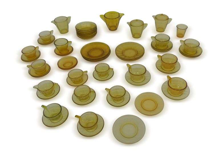 Child's Vintage Amber Glass Tea Set image