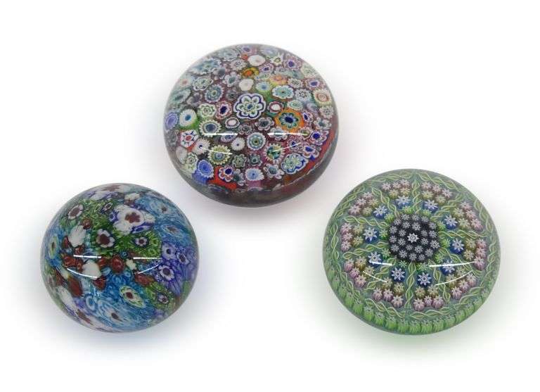 Three Art Glass Paperweights image