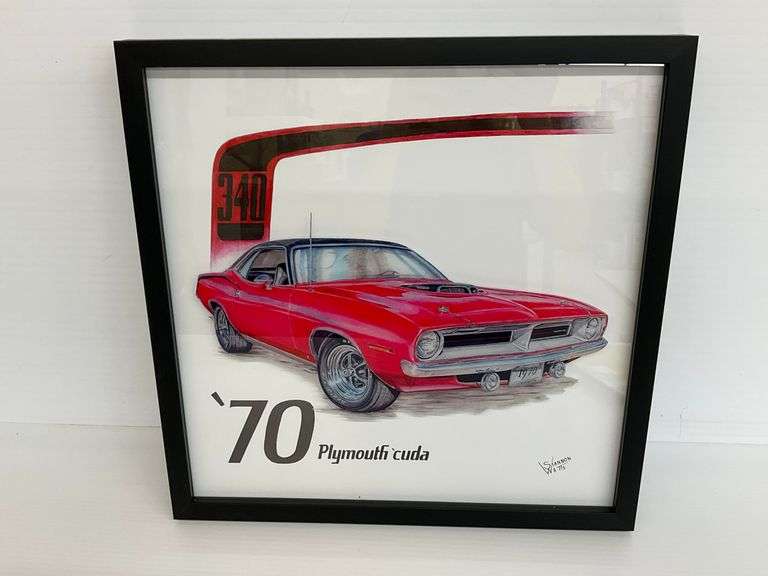 Framed Art Print - 1970 Plymouth Cuda by Shannon Watts image