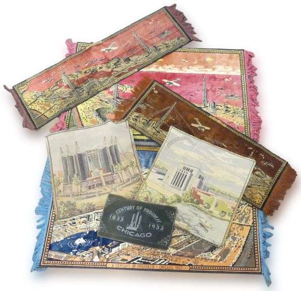 1933-1934 Chicago World's Fair Century of Progress Souvenir Textiles and Holder image