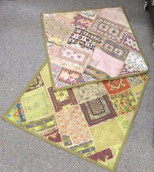 Two Decorative Patchwork Textile Squares..24 x 24 in. image