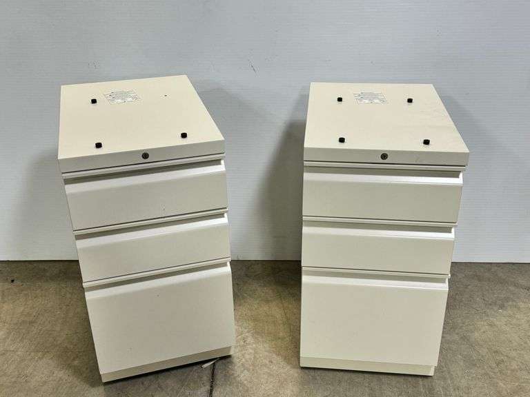 Pair of Metal Office File Cabinets. Locked - no keys. image