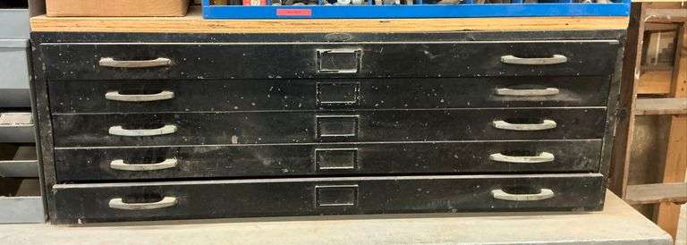 Cole Steel Flat File Cabinet with Contents ... 17 x 48 x 36 in. image