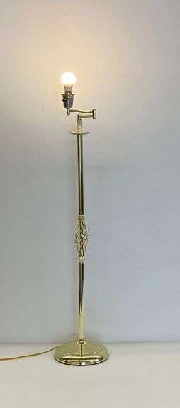 Adjustable Brass Finish Floor Lamp... works; no shade image