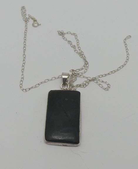 Sterling Silver and Stone Pendant on 18 in. Necklace image