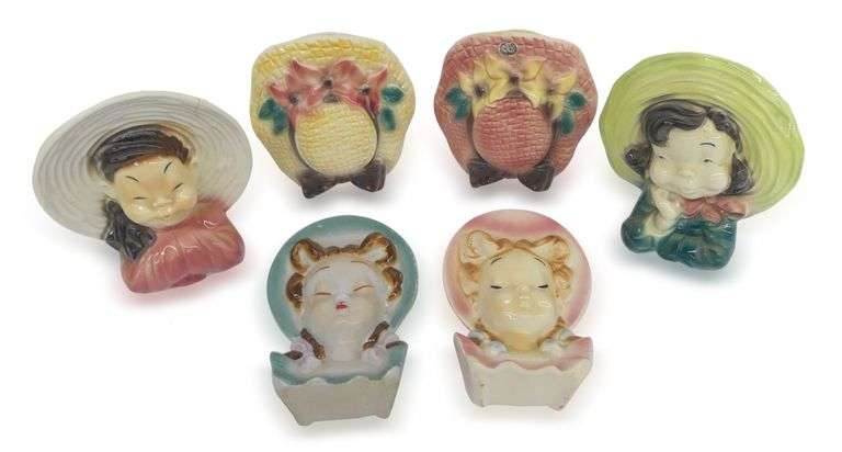 Six Royal Copley Wall Pocket Vases image