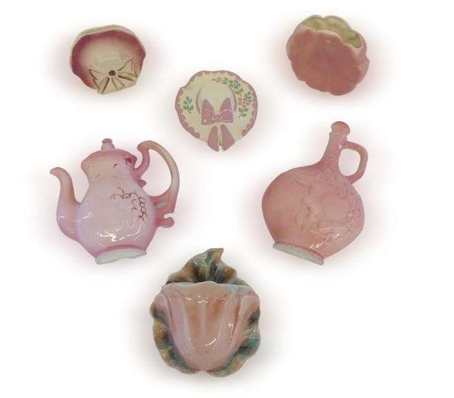Six Pink Walker Ceramic Wall Pockets image