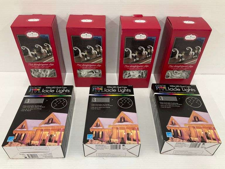 Trim A Home Shingle Gutter Clips and Color Plus Icicle Lights in Boxes image