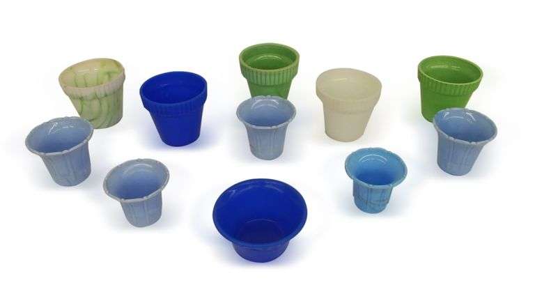 Colorful Milk Glass Planters/Vases image