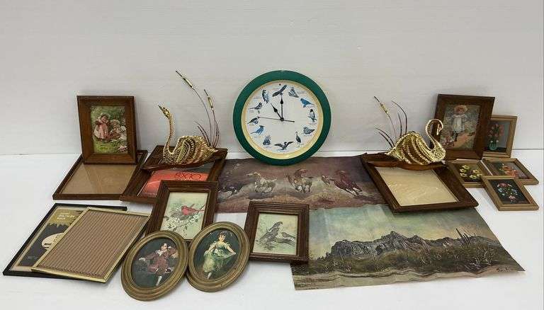 Frames, Art Prints, Bird Clock and Swan Figurines image