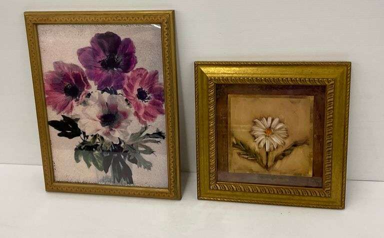 Two Floral Prints in Gilt Frames image
