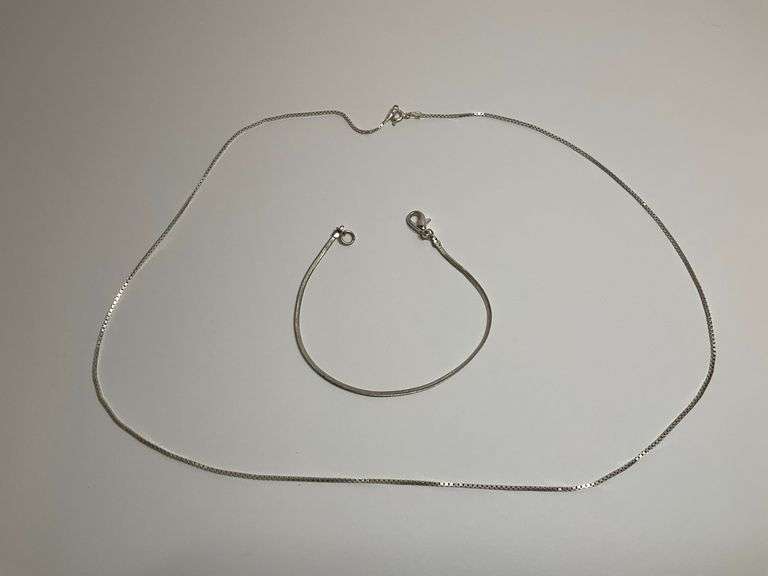 Sterling Silver Chain and Bracelet Set image
