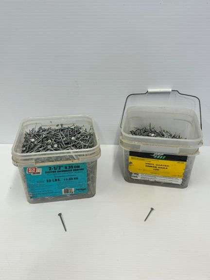 Two Buckets of Nails: Grip Fast Sinker Nails and Grip Rite Roofing Nails image
