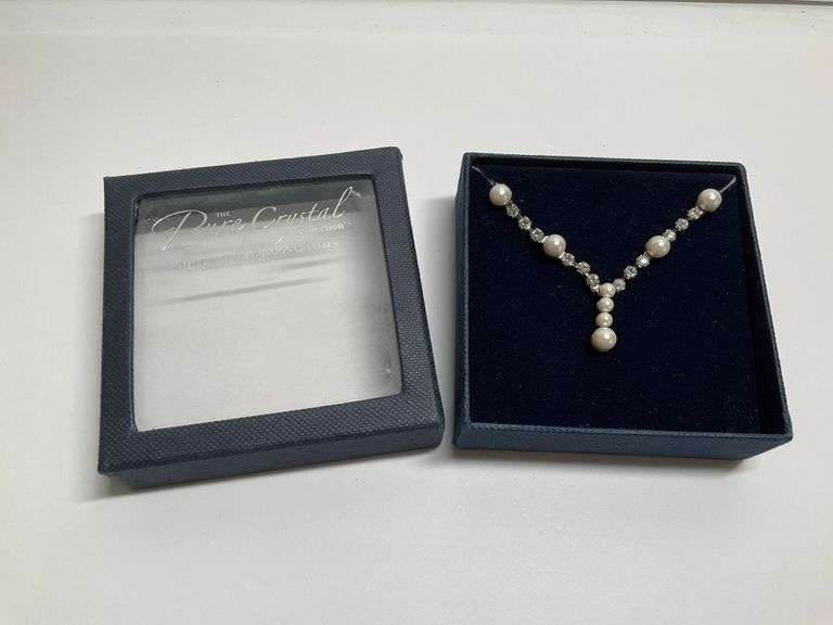 Pure Crystal Collection Swarovski Crystal Drop Necklace with Faux Pearls image