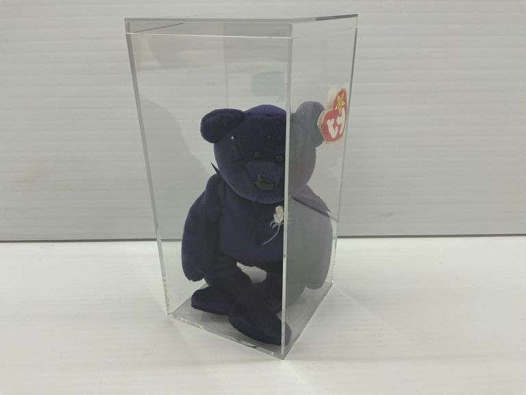 Ty Beanie Baby - Princess Diana Purple Bear in Display Case image