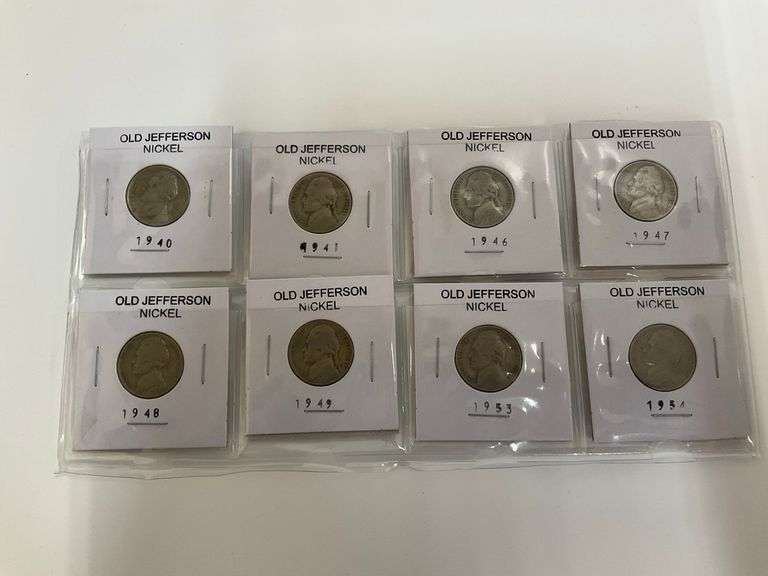 Eight Jefferson Nickels 1940-1954 image