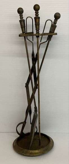 Vintage Fireplace Tool Set with Stand image