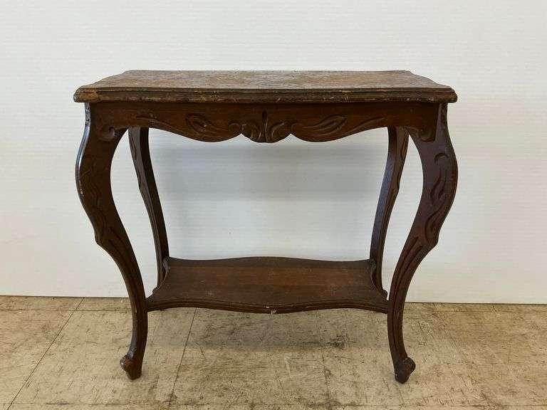 Dark Wood Side Table with Bottom Shelf image