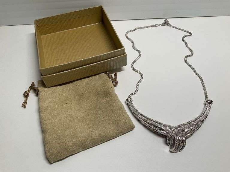 Rhodium over Brass Necklace with Genuine Diamonds image