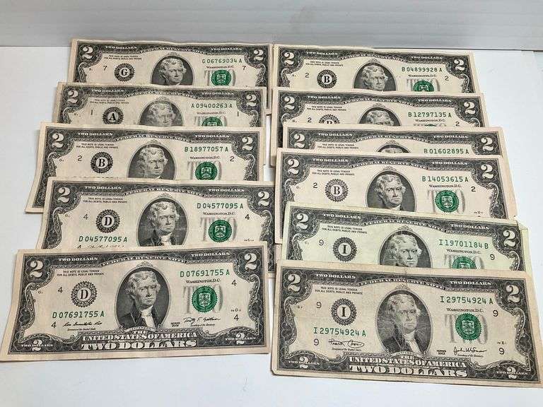 Collection of United States Two Dollar Bills - Lot of 11 image