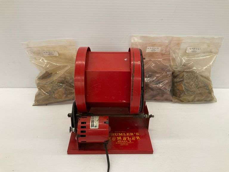 Thumler's Tumbler Model B Rock Polisher with Raw Tiger's Eye Stones image