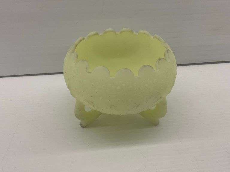 Fenton Uranium Glass Bowl with Three Legs image