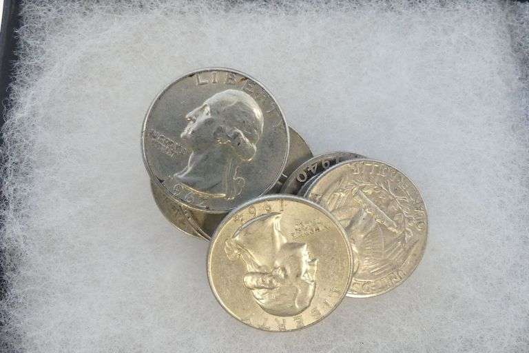 Mixed Lot of 10 Silver Washington Quarters -pre-1965 image