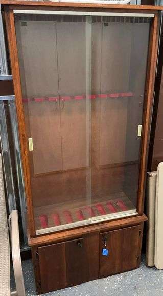 Wooden Long Gun Display Cabinet with Storage Base image