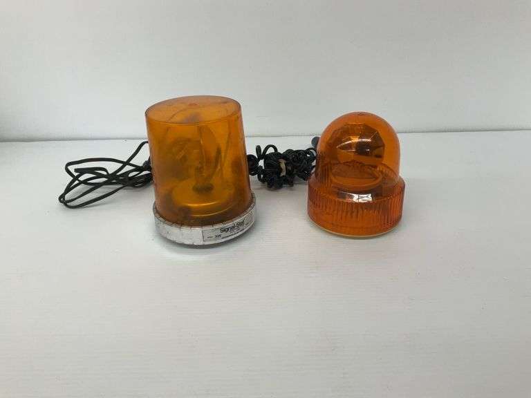 Two Orange Rotating Warning Lights with Cigarette Lighter Adapters image