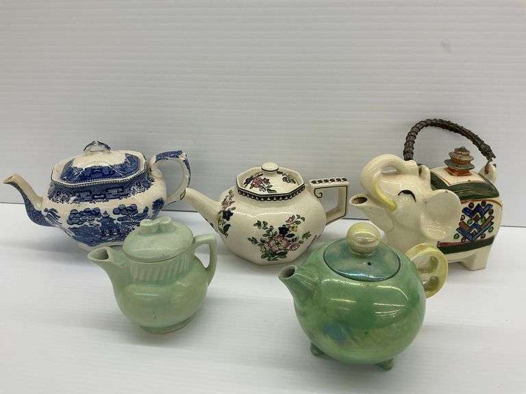 Five Ceramic Teapots - Buffalo Pottery, Lustreware and Others image
