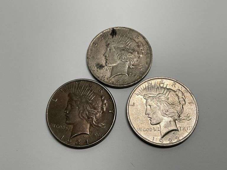 Group of Three Peace Silver Dollars image