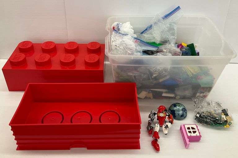 Large Assortment of Lego Pieces with Storage Containers image