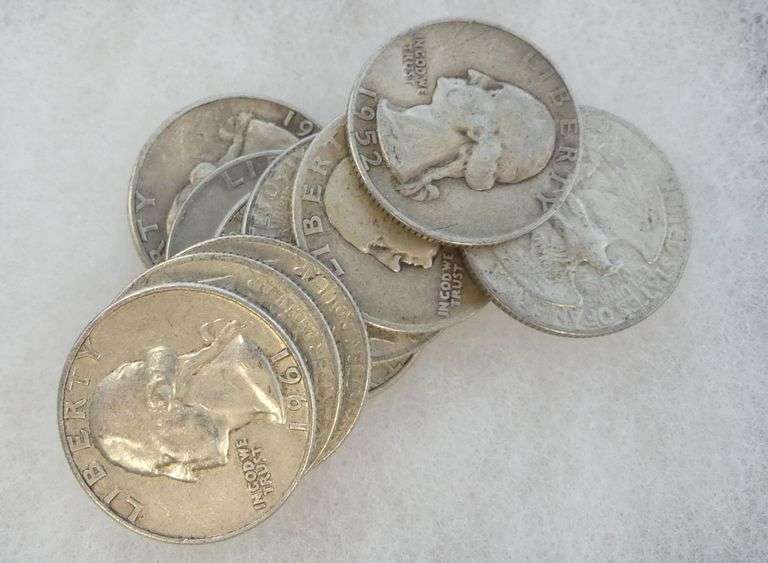 Mixed Lot of 10 Silver Washington Quarters -pre-1965 image