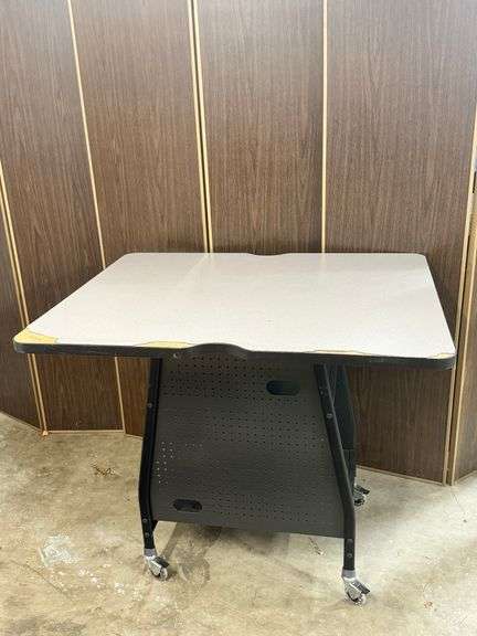 Rolling Presentation Table with Shelving, some damage image